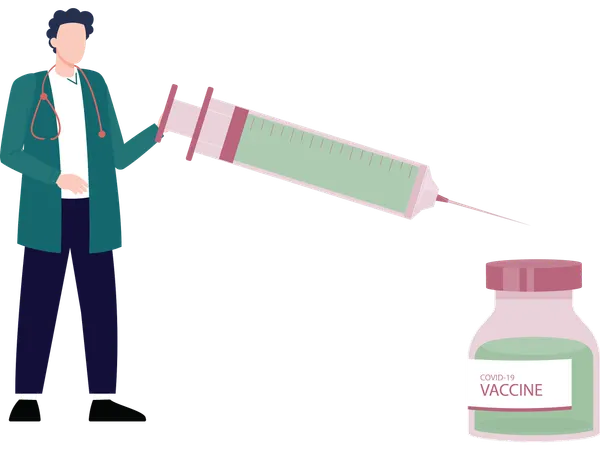 Doctor telling about virus vaccine  Illustration