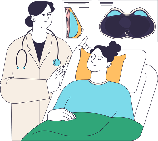 Doctor telling report to patient  イラスト