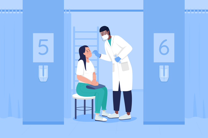 Doctor testing covid positive lady  Illustration