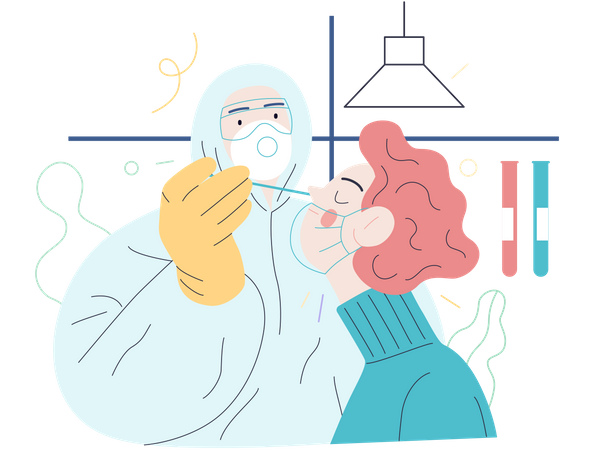 Doctor testing for COVID-19  일러스트레이션