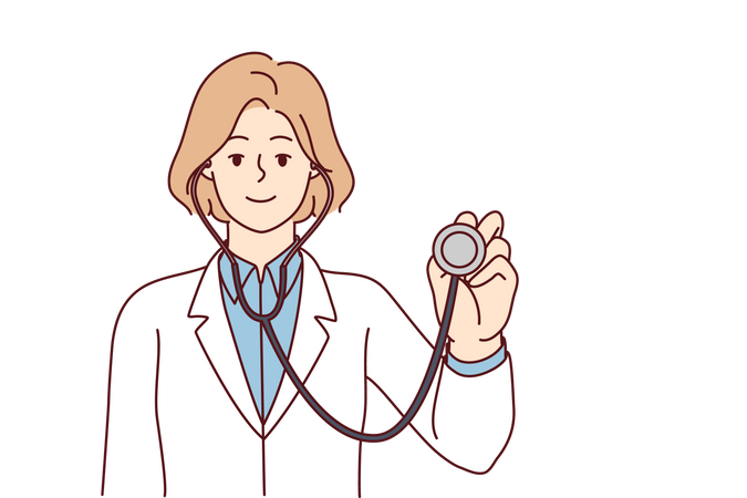 Doctor testing using stethoscope  Illustration