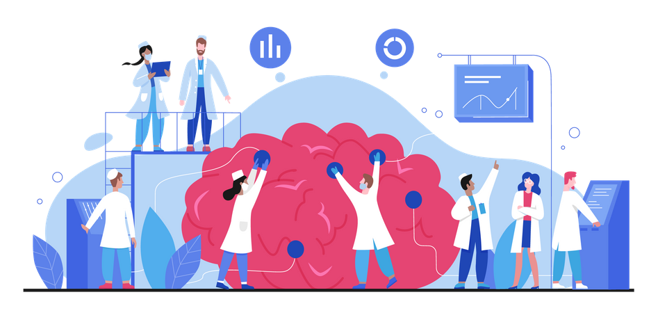 Doctor treating brain disease  Illustration