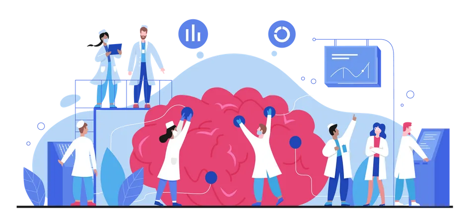 Doctor treating brain disease  Illustration