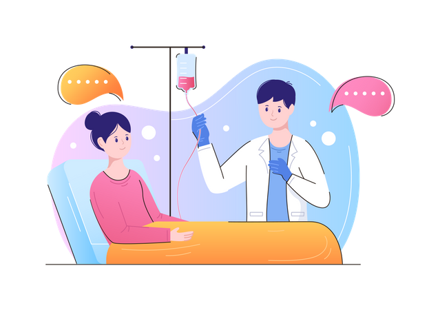 Doctor treating female patient Illustration