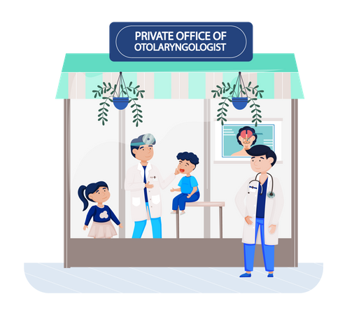 Doctor Treating Kid  일러스트레이션