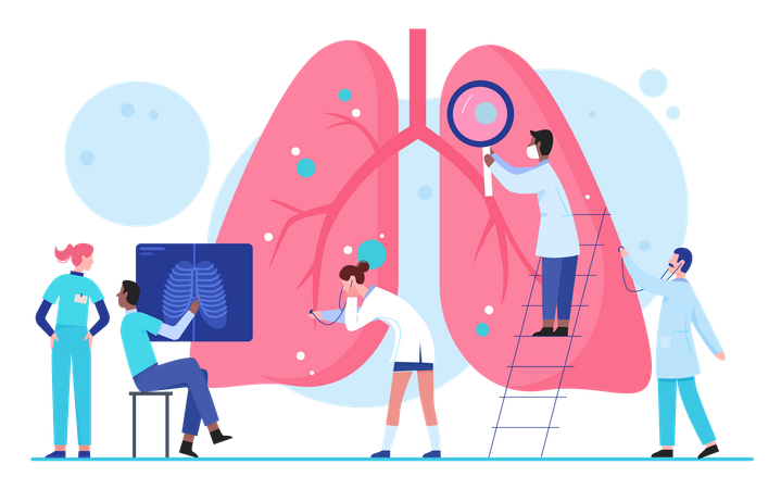 Doctor treating lungs disease  Illustration