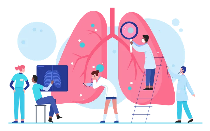 Doctor treating lungs disease  Illustration