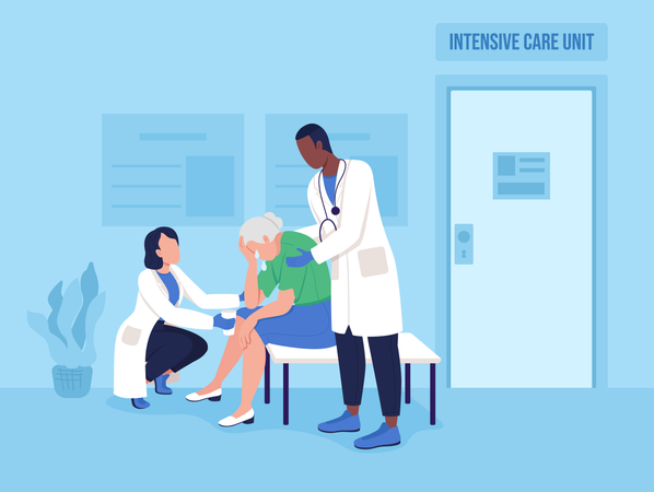 Doctor treating old age patient  Illustration