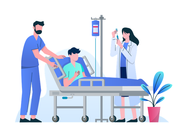 Doctor treating patient in hospital  Illustration