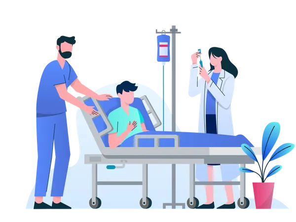 Doctor treating patient in hospital  Illustration