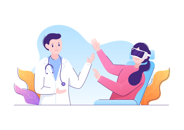 Doctor treating patient using VR  Illustration