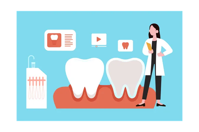 Doctor treating teeth  Illustration