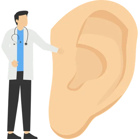 Doctor treats patient's ear issues  Illustration