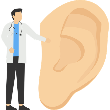 Doctor treats patient's ear issues  Illustration
