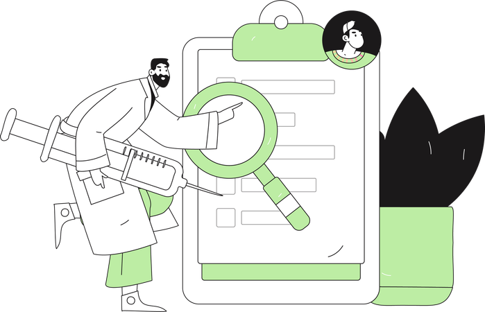 Doctor uses scanner to receive payments from patient  Illustration
