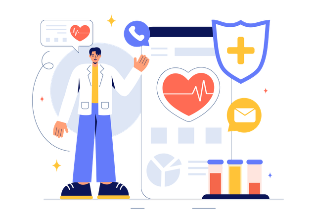 Doctor using health app  Illustration