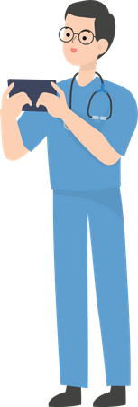 Doctor using mobile  Illustration