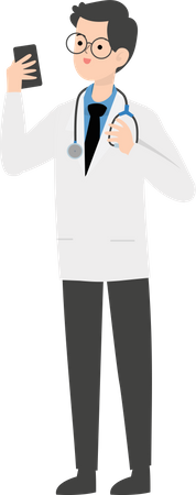 Doctor using mobile  Illustration