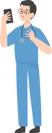 Doctor using mobile  Illustration