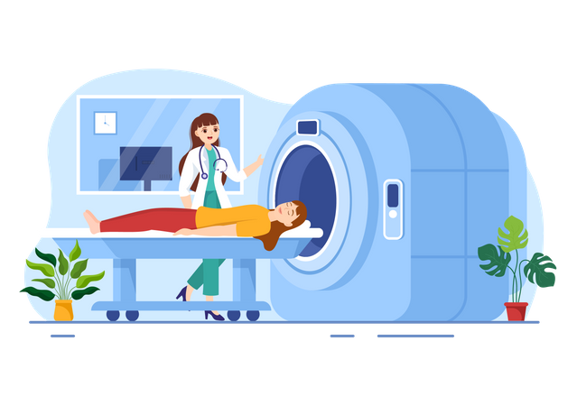 Doctor using MRI machine  Illustration
