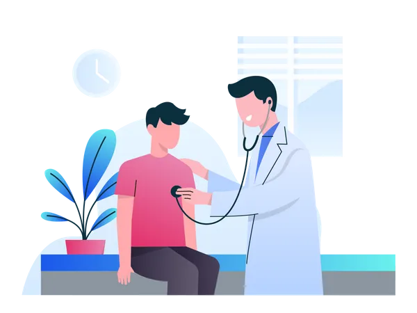 Doctor using stethoscope  Illustration