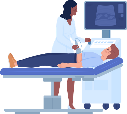 Doctor using ultrasound scanner  Illustration