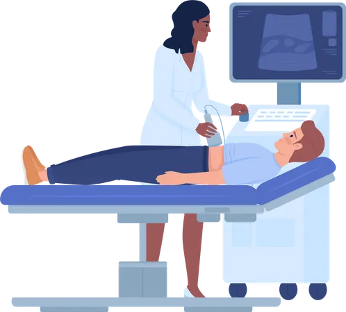 Doctor using ultrasound scanner  Illustration