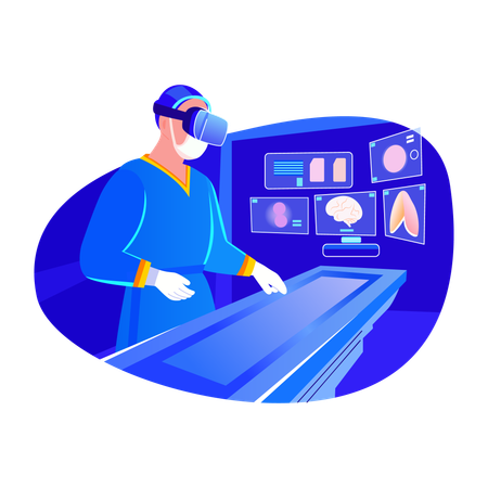 Doctor using vr medical technology  Illustration