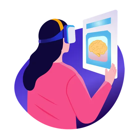 Doctor using vr technology to monitor neural interface  Illustration
