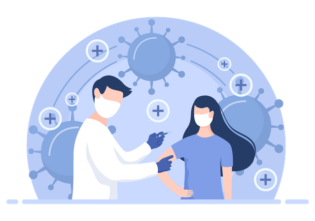 Doctor vaccinating patient  Illustration