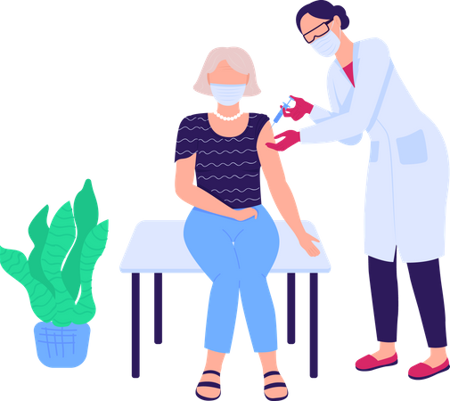 Doctor vaccinating woman  Illustration