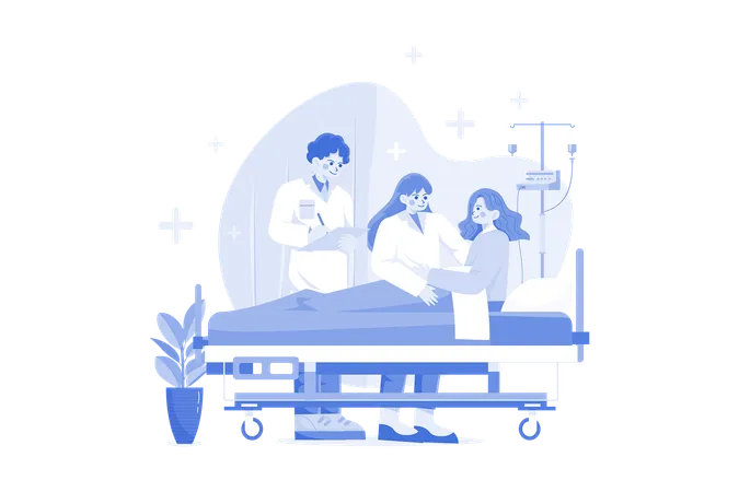 Doctor verifying a patient medical report  Illustration
