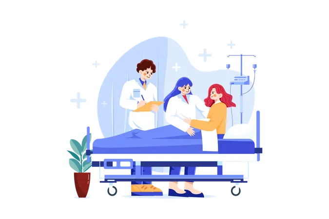 Doctor verifying a patient medical report Illustration