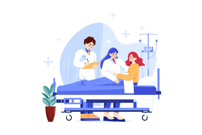 Doctor verifying a patient medical report  Illustration