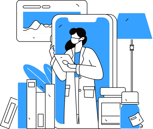 Doctor viewing patient's health history  Illustration