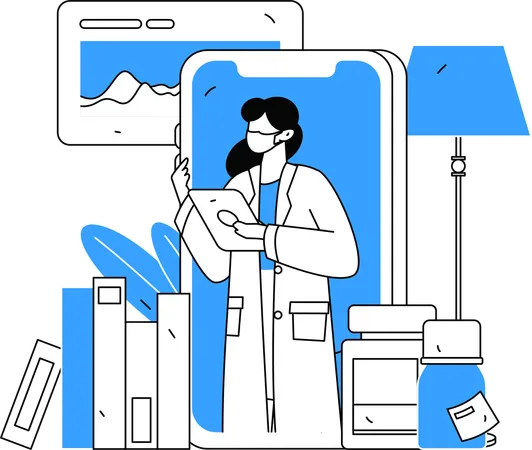 Doctor viewing patient's health history  Illustration