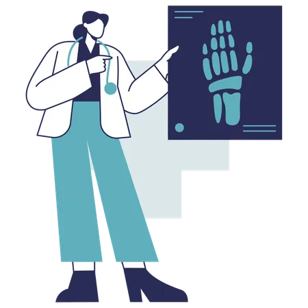 Doctor views at hand X-ray report  Illustration