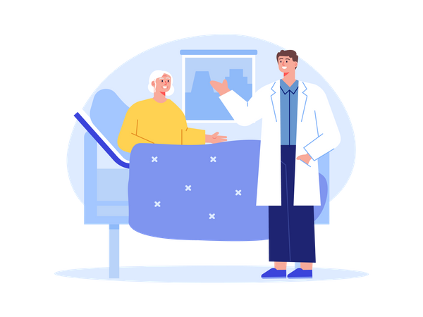 Doctor visiting aged patient  Illustration