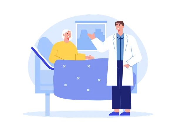 Doctor visiting aged patient  Illustration