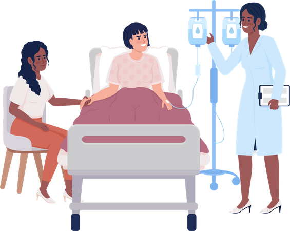 Doctor visiting patient during recovery Illustration