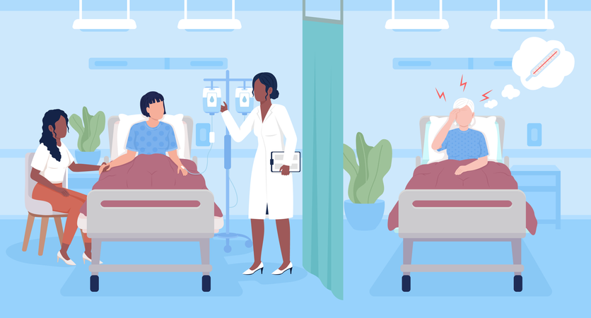 Doctor visiting patients at hospital  Illustration