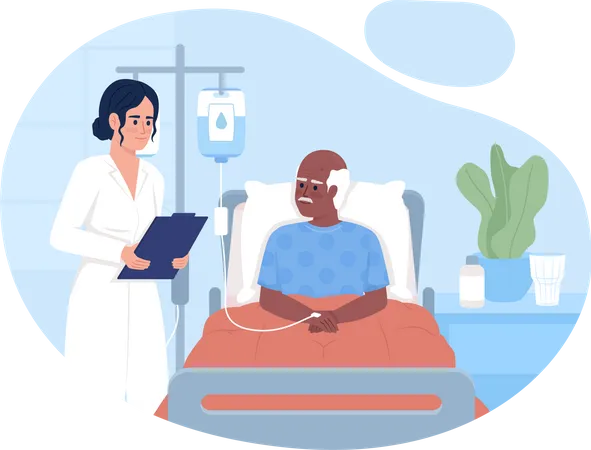 Doctor visiting senior patient in ward  Illustration