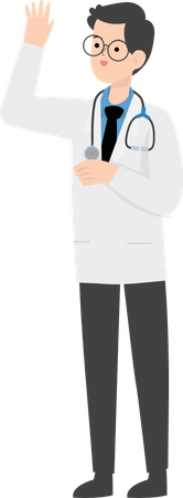 Doctor waiving hand Illustration