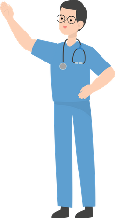 Doctor waiving hand  Illustration