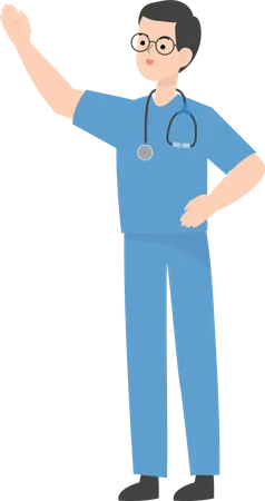 Doctor waiving hand  Illustration