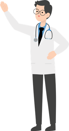 Doctor waiving hand  Illustration