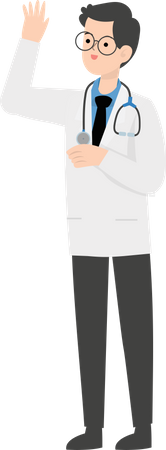 Doctor waiving hand  Illustration