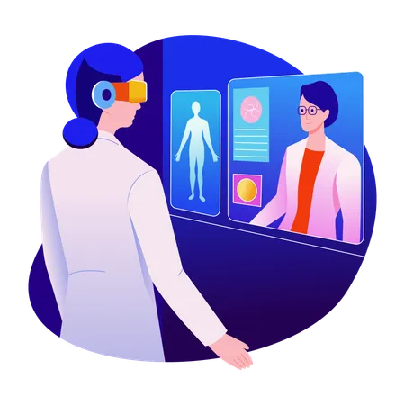 Doctor wearing glasses depicting vr healthcare  Illustration