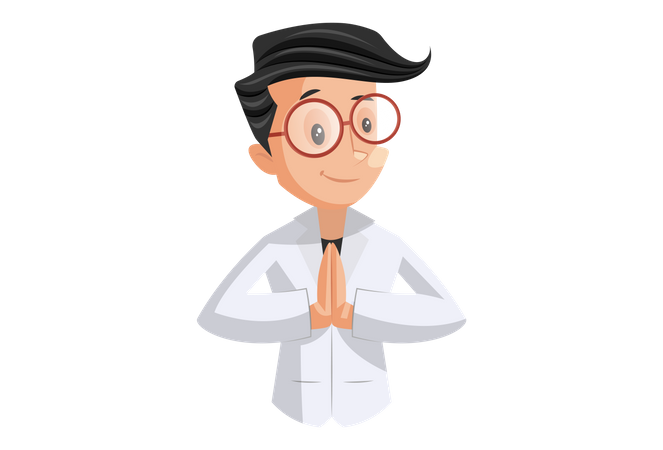 Doctor Welcoming with Namaste Hand Gesture Illustration
