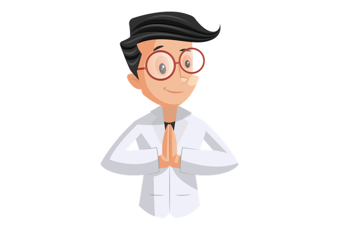 Doctor Welcoming with Namaste Hand Gesture  Illustration